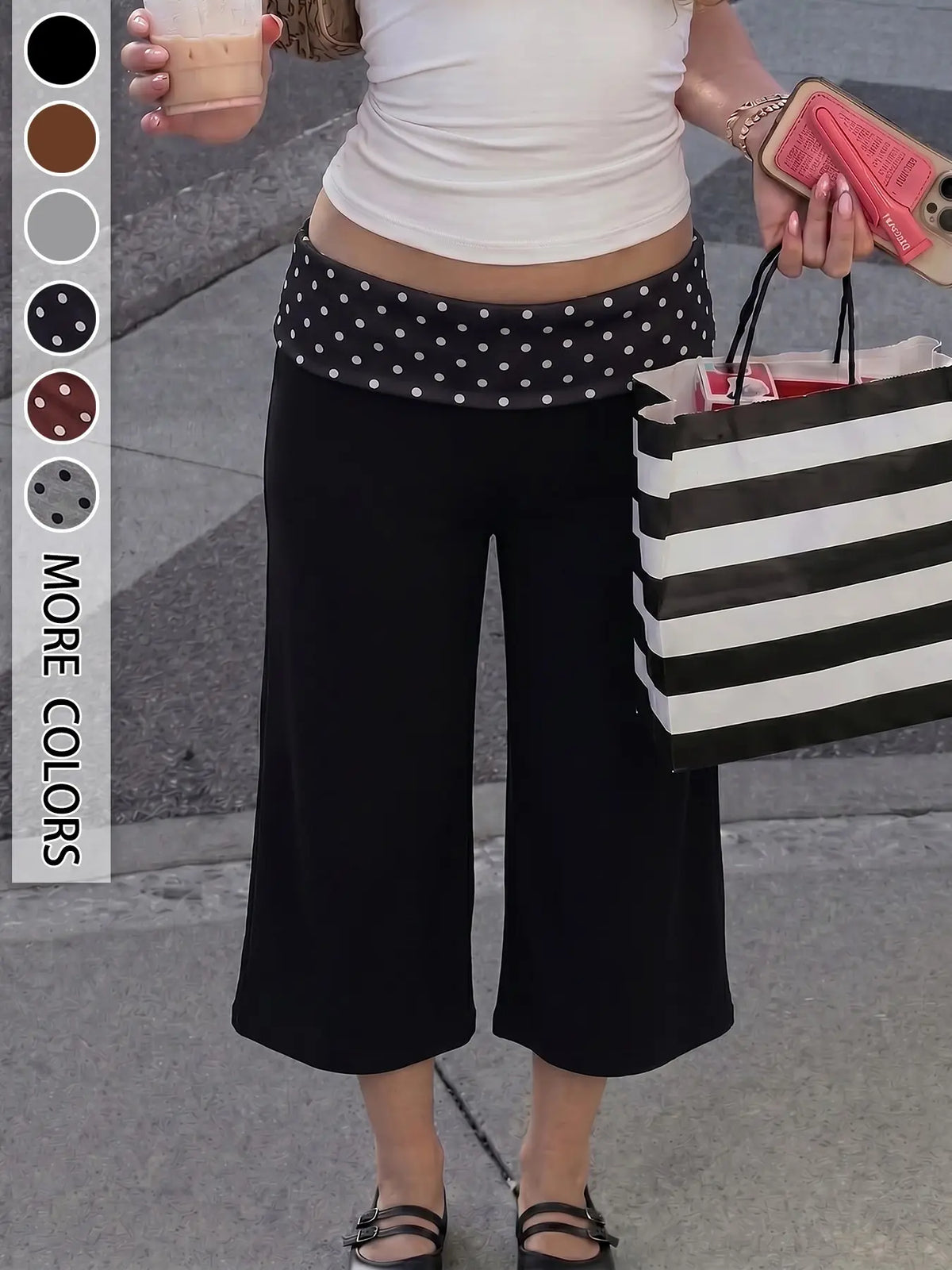 Women's Mid Waist Turn-Up Capri Leggings
