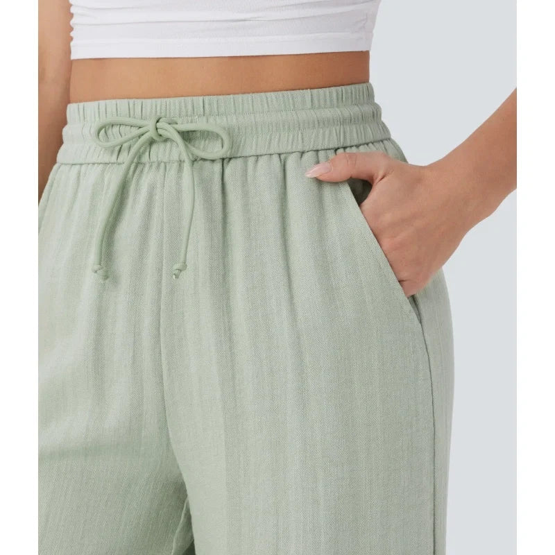 Drawstring Wide Leg Casual Pants