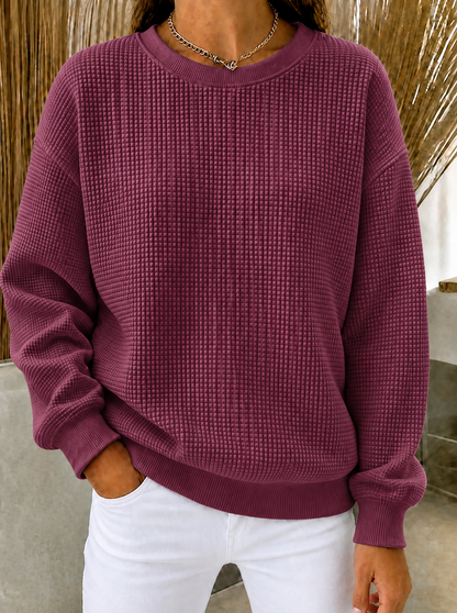 Fall-Ready & Flying Out – Women's Waffle Knit Crewneck Sweatshirt（1