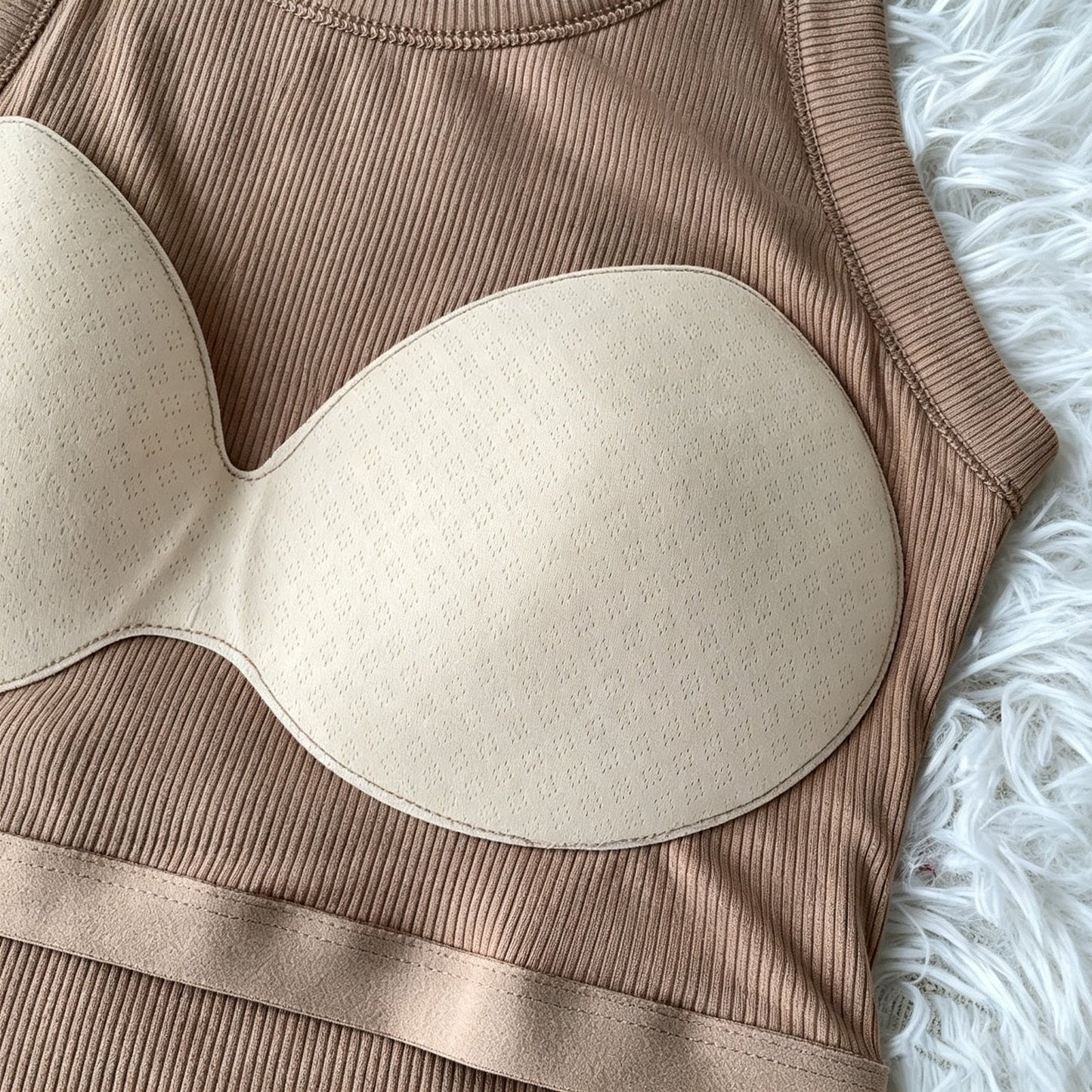 Women Everyday Basic Ribbed Built-in Bra Tank