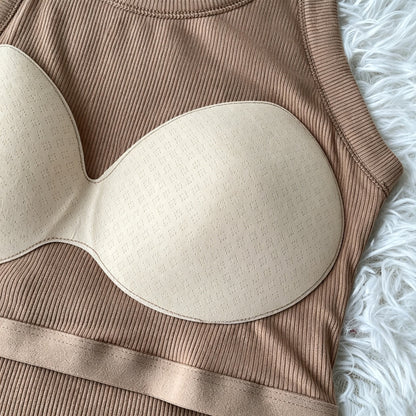 Women Everyday Basic Ribbed Built-in Bra Tank
