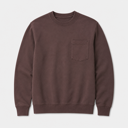 Vintage Washed Unisex Pocket Crewneck Sweatshirt