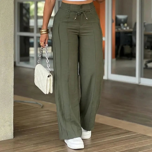 Women's Wide Leg Vertical Line Pleated Pants