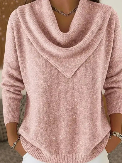 🎄 CLEARANCE SALE🔥 Vintage Soft Triangle Neck Sequined Shiny Sweater Top