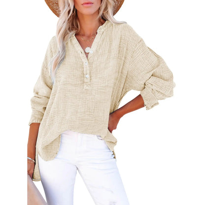 Flash Sale🔥 Women’s Cotton V Neck Button Blouse Tops