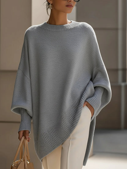 Draped Oversized Wide-Neck Sweater