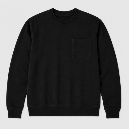 Vintage Washed Unisex Pocket Crewneck Sweatshirt