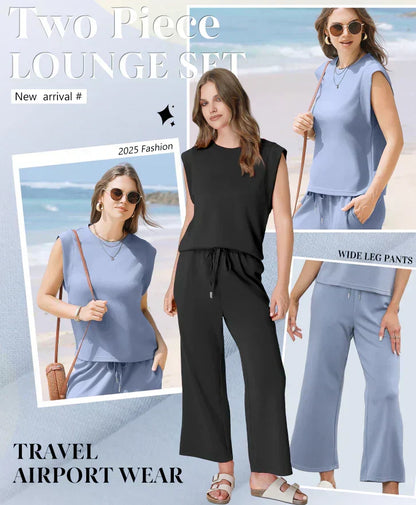 💕 Hot Sale 🔥New Women's Sleeveless Top & Wide-Leg Pants 2-Piece Set