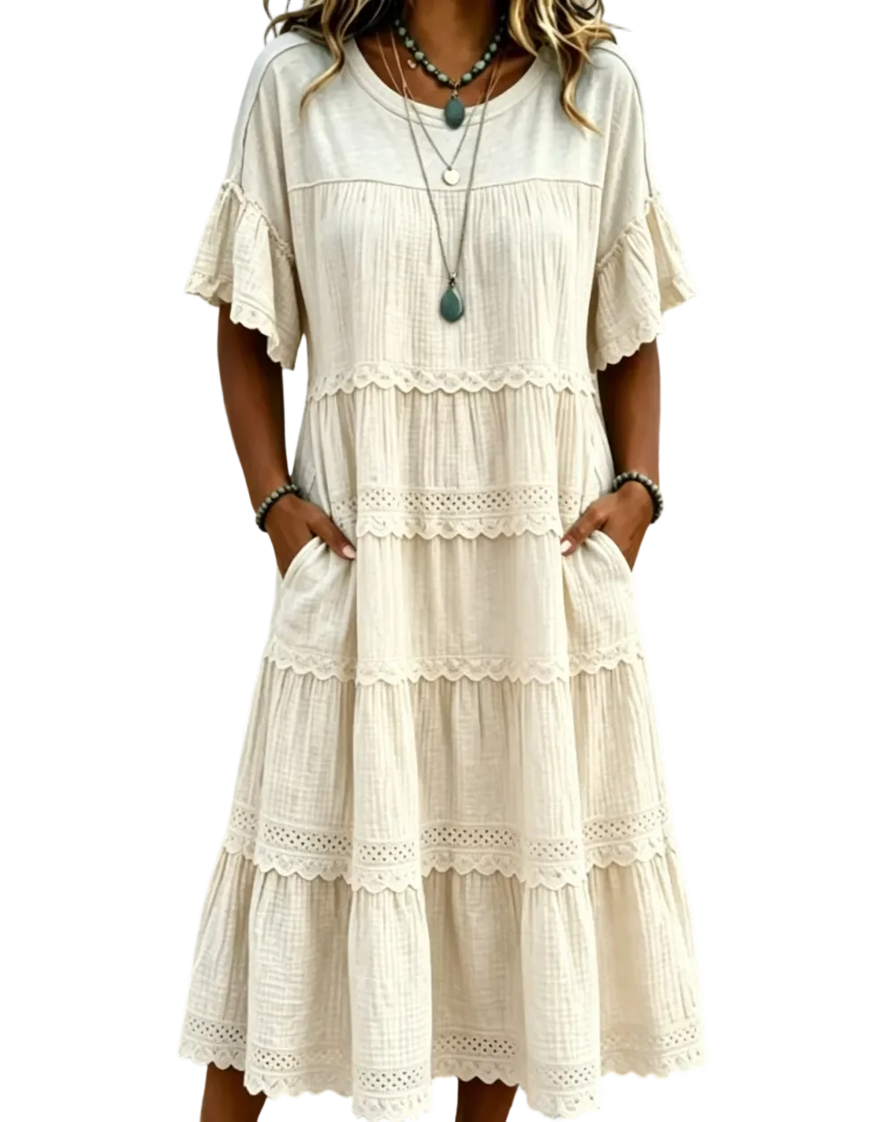 🔥Cool & breathable fabric🍃Women's Vintage Patchwork Lace Dress