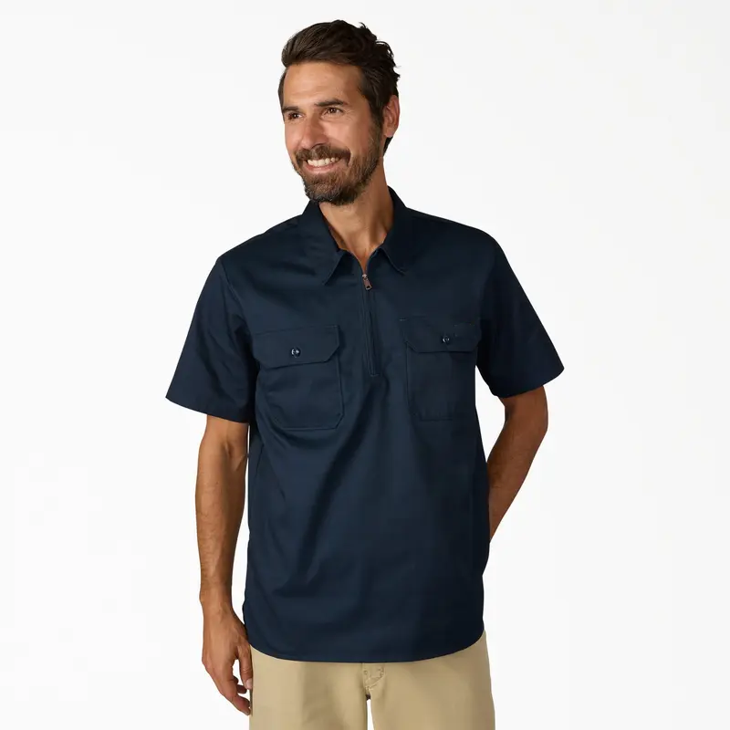 1/4 Zip Work Shirt - Relaxed Fit, Breathable Workwear