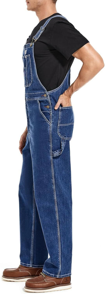 🔥Last Day Promotion🔥Men's Denim Bib Overalls, Workwear with Adjustable Straps and Convenient Tool Pockets