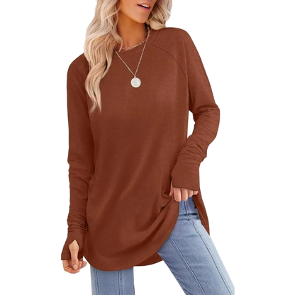 Womens Long Sleeve Round Neck Tunic Tops🎊