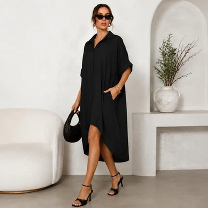 Women Sexy Black Shirt Dress