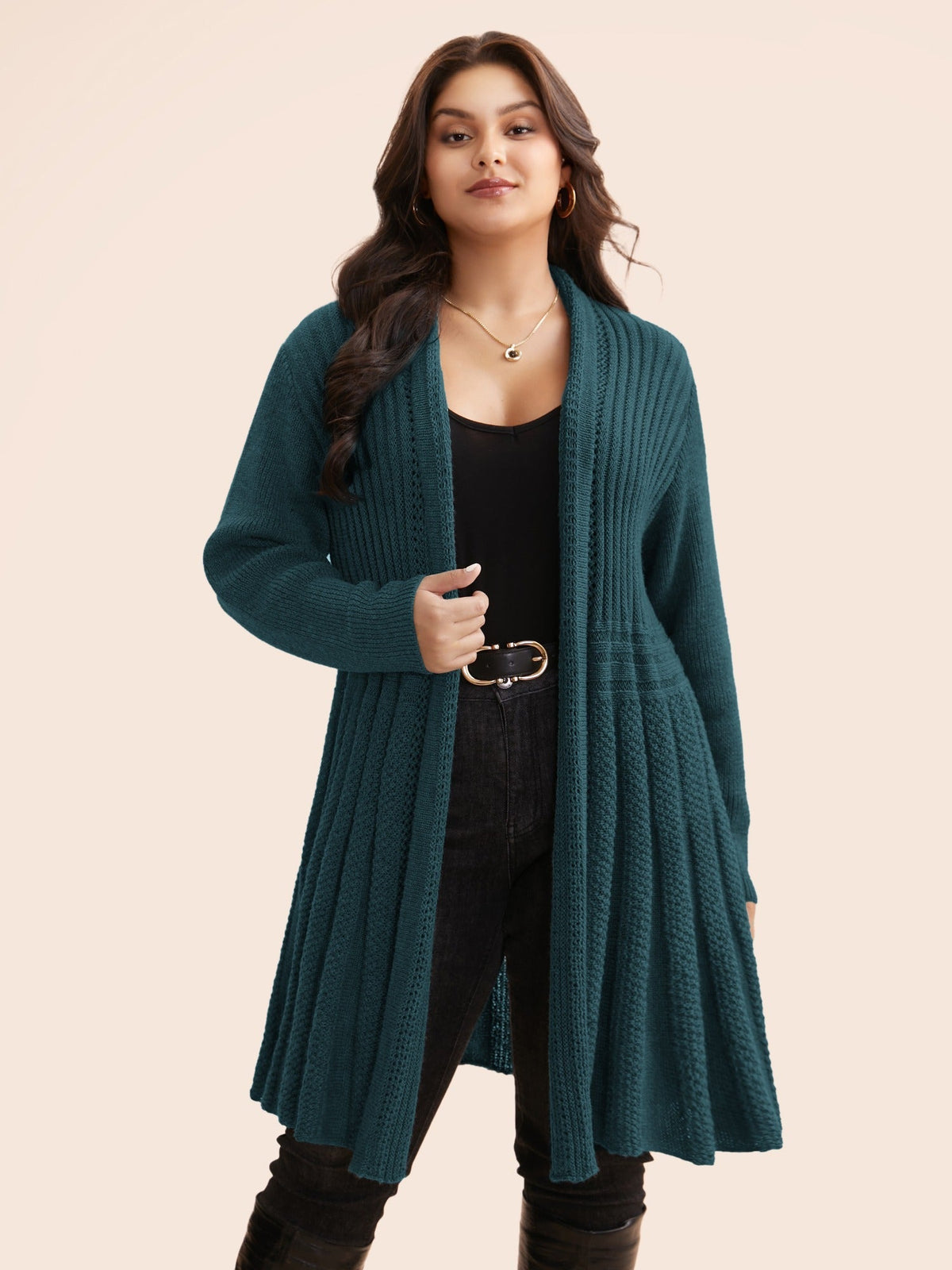 🔥 MAJOR SALE-Women’s Textured Long Cardigan – Relaxed Kimono-Style Open Front Sweater