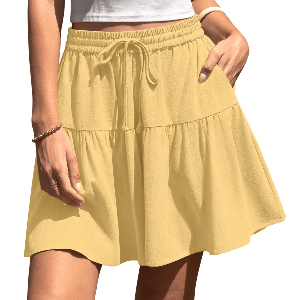 🔥Women's High Waist Drawstring Tiered Skort