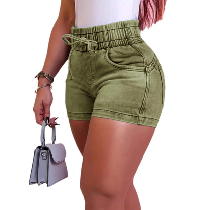 🔥LAST DAY SALE-Women’s High-Waisted Denim Shorts – Comfortable Stretch Fit with Adjustable Waist