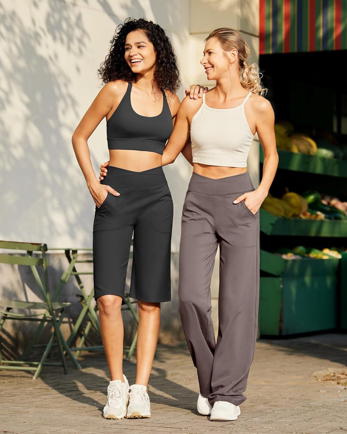 ⏰Last day promotion: Capri Pants for Women -Knee Length Wide Leg Yoga Capris Dressy Casual Summer Crop Pants with Pockets