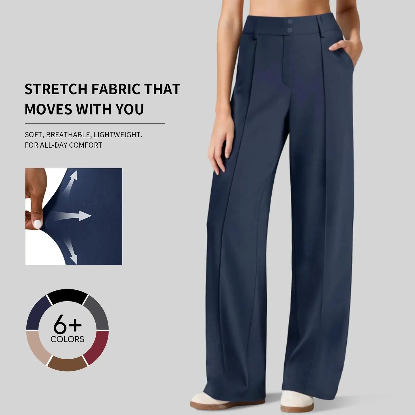 🔥Last Day:90% Off🔥Women's Straight Leg Ponte Yoga Pants with Pockets-1