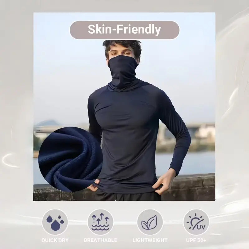 Men's casual hoodie with UPF50+ sun protection, soft and comfortable, classic and versatile.