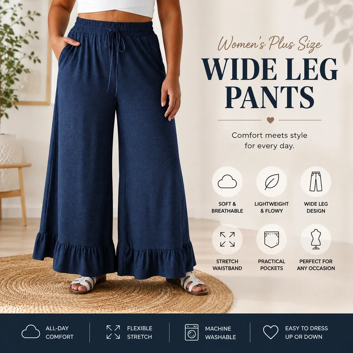 🔥Limited Stock!🔥Women's Plus Size Wide Leg Pants
