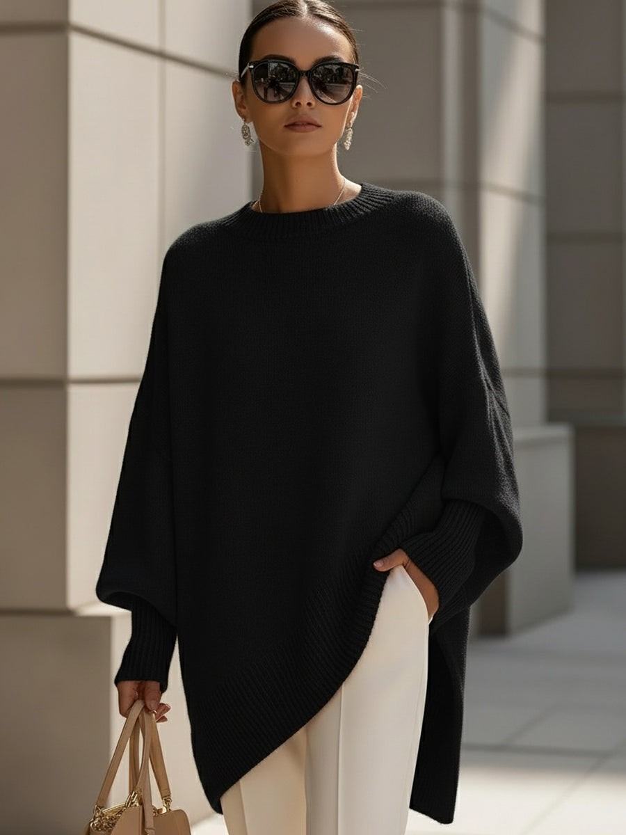 Draped Oversized Wide-Neck Sweater