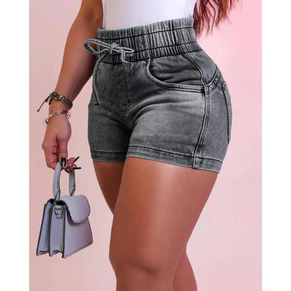 🔥LAST DAY SALE-Women’s High-Waisted Denim Shorts – Comfortable Stretch Fit with Adjustable Waist
