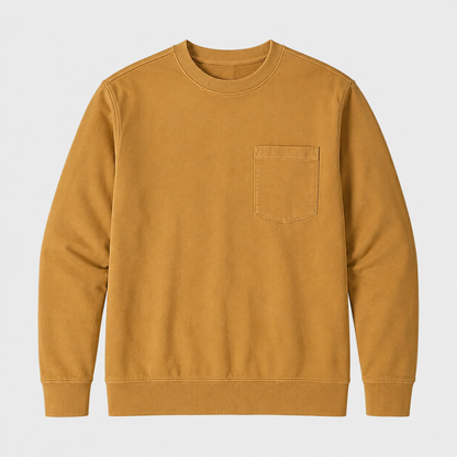 Vintage Washed Unisex Pocket Crewneck Sweatshirt