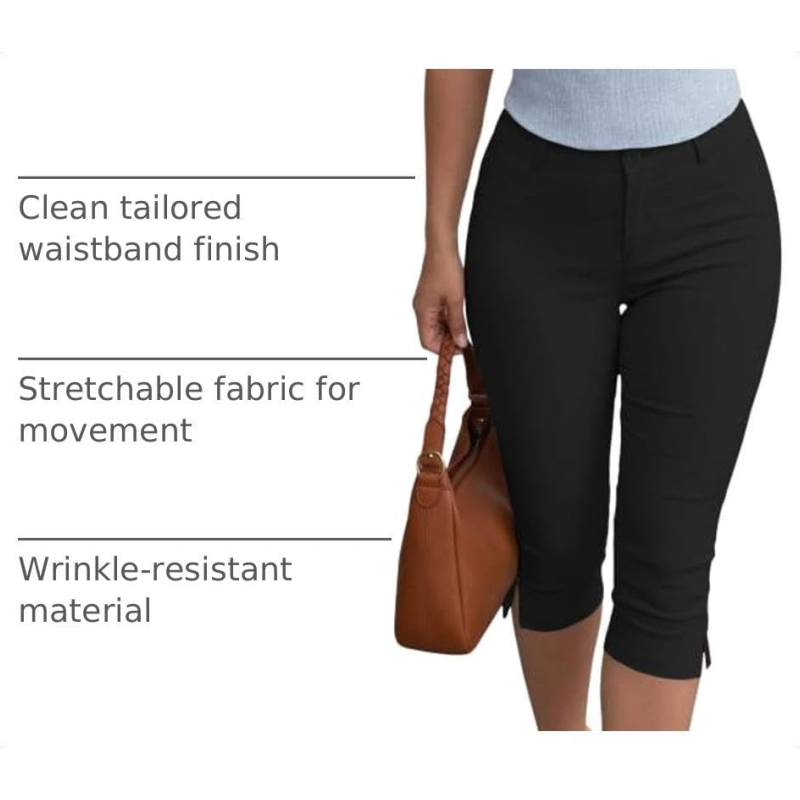Capri Pants for Women Stretch Fitted Dressy Work Casual Slim Crop Legging