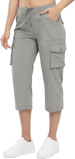 🔥Last day promotion-Women’s Loose Fit Lightweight Capri Cargo Pants – Casual 3/4 Trousers with 6 Pockets