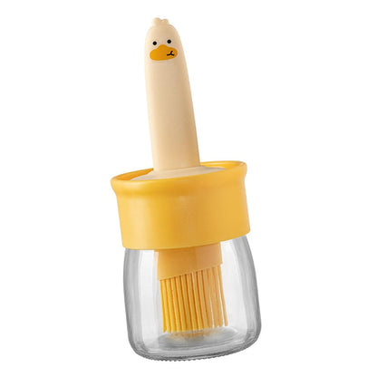 Plastic 2 in 1 Oil Dispenser Bottle with Silicone Basting Brush (1 Set)