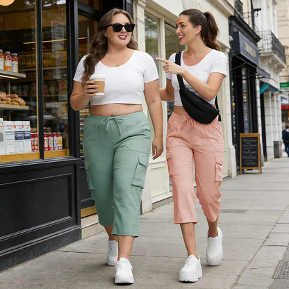 🔥Last Day:90% Off🔥Women's Cargo Capri Pants–Lightweight Loose Fit Pants-1