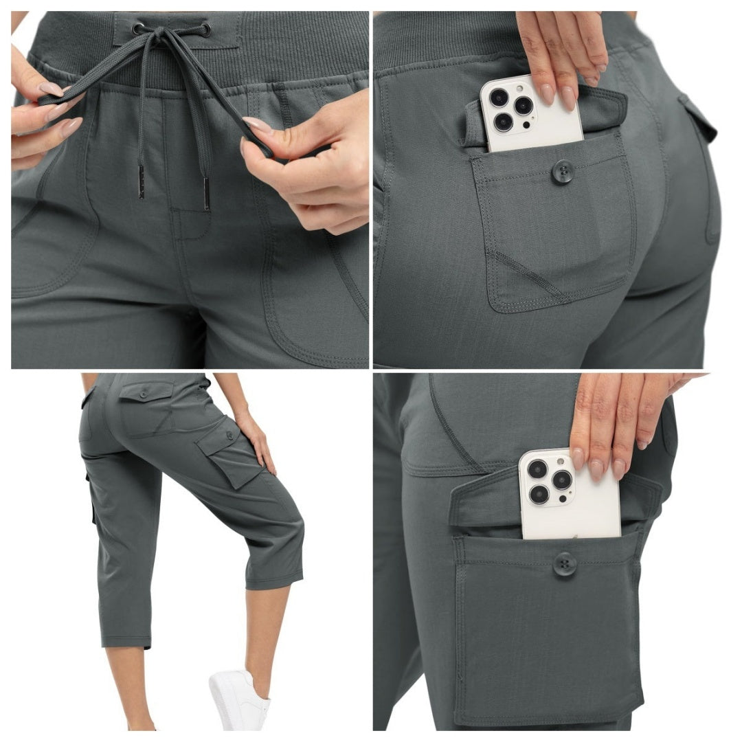 🔥Last day promotion-Women’s Loose Fit Lightweight Capri Cargo Pants – Casual 3/4 Trousers with 6 Pockets