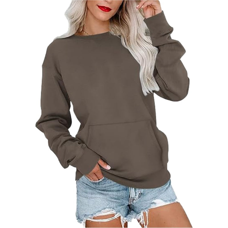 🎉Women's Oversized Crewneck Sweatshirt Long Sleeves Top with Pocket