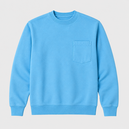 Vintage Washed Unisex Pocket Crewneck Sweatshirt