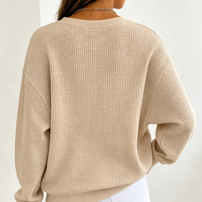 🔥 CLEARANCE SALE🔥 Women's Waffle Knit Crewneck Sweatshirt