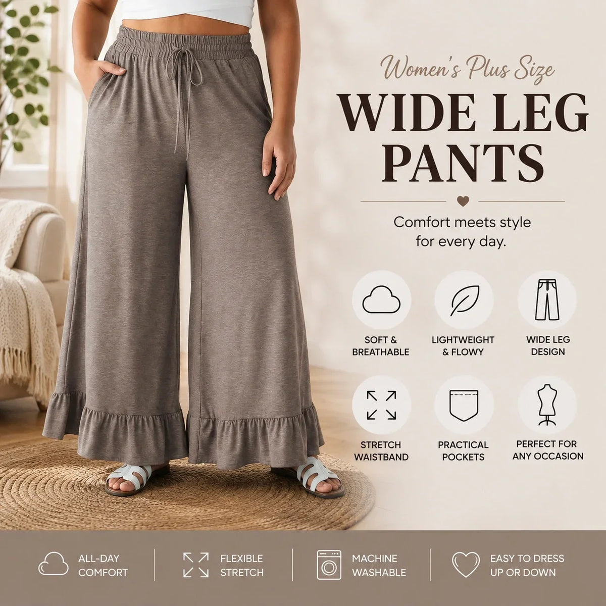 🔥Limited Stock!🔥Women's Plus Size Wide Leg Pants