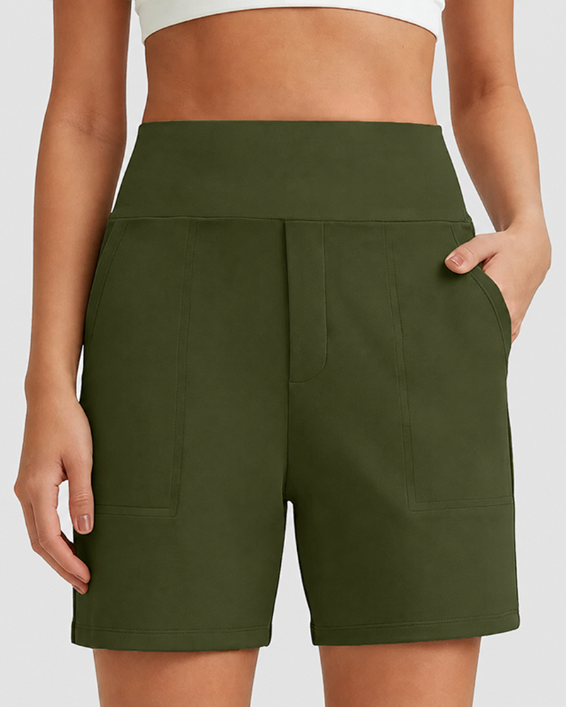 CLEARANCE SALE🔥Women's High-Waisted Athletic Bermuda Shorts with Pockets