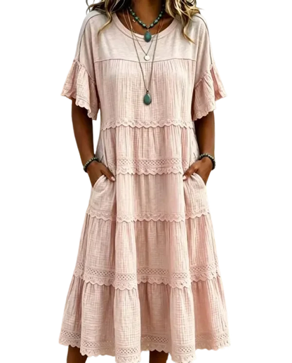 🔥Cool & breathable fabric🍃Women's Vintage Patchwork Lace Dress.