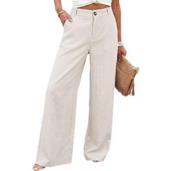 Women’s Casual High Waist Linen Wide Leg Trousers