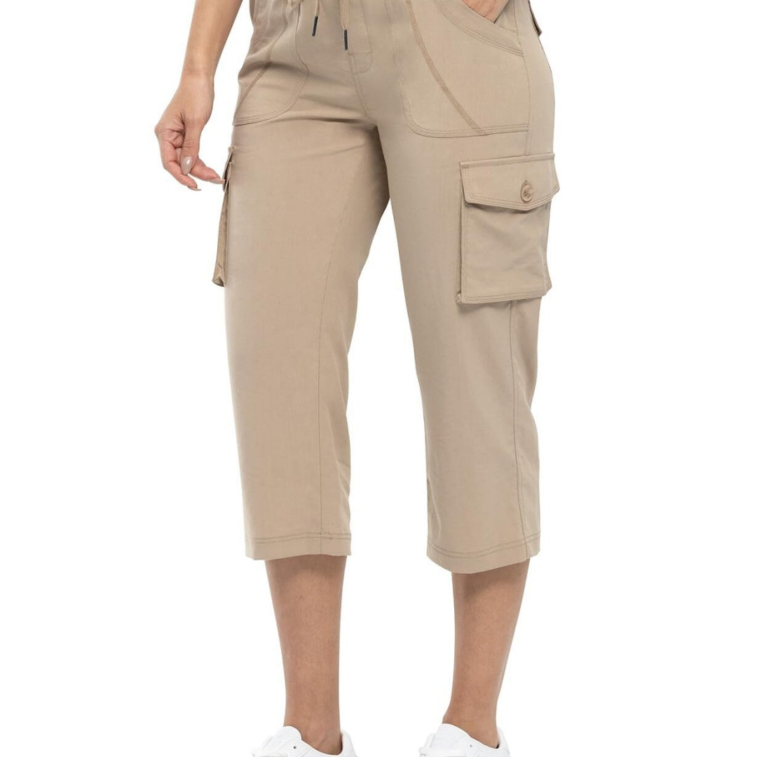 🔥Last day promotion-Women’s Loose Fit Lightweight Capri Cargo Pants – Casual 3/4 Trousers with 6 Pockets