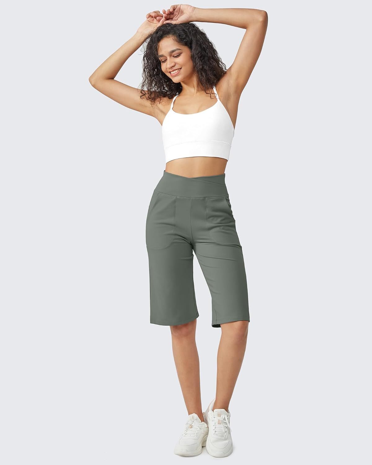 ⏰Last day promotion: Capri Pants for Women -Knee Length Wide Leg Yoga Capris Dressy Casual Summer Crop Pants with Pockets