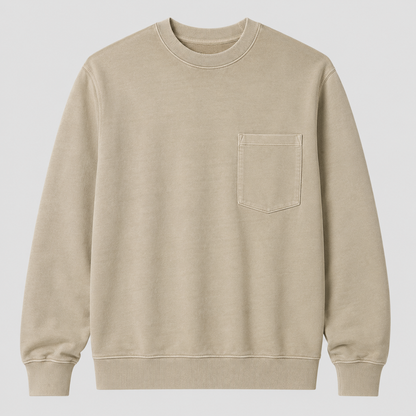 Vintage Washed Unisex Pocket Crewneck Sweatshirt