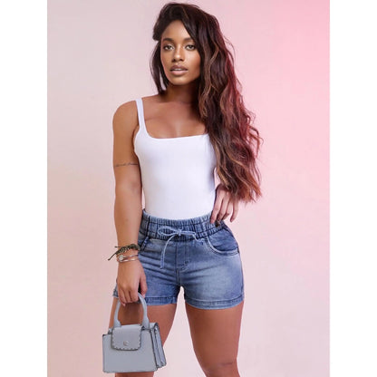 🔥LAST DAY SALE-Women’s High-Waisted Denim Shorts – Comfortable Stretch Fit with Adjustable Waist