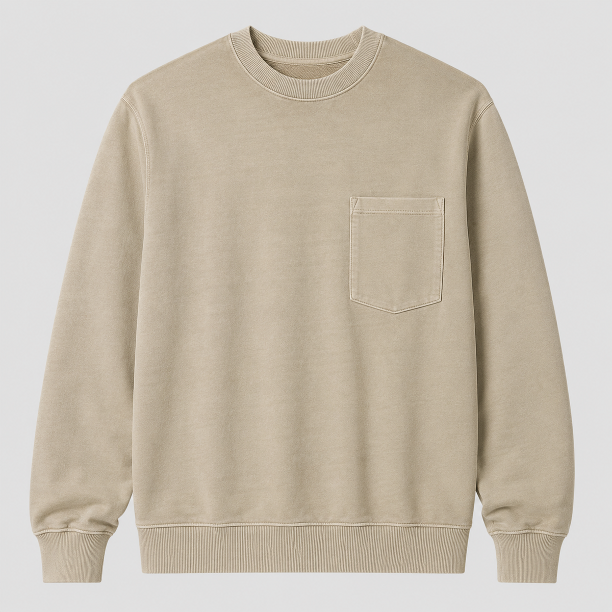 Vintage Washed Unisex Pocket Crewneck Sweatshirt