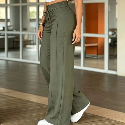 Women's Wide Leg Vertical Line Pleated Pants