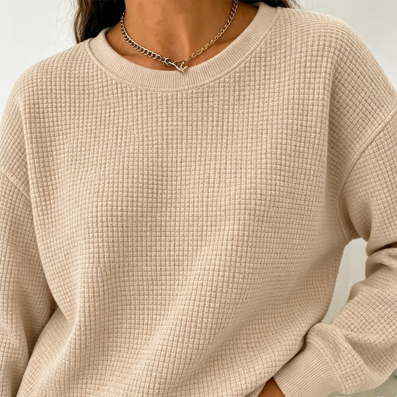 🔥 CLEARANCE SALE🔥 Women's Waffle Knit Crewneck Sweatshirt