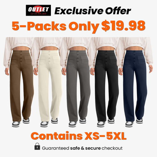 DayStretch High Waisted Pockets Straight Leg Casual Pants（1）
