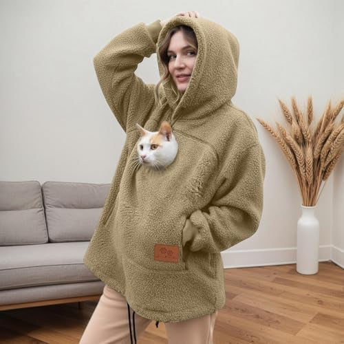 🔥Women's Oversized Cat Hoodie – Kangaroo Pocket, Long Sleeve Pullover