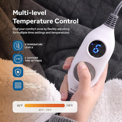 🔥 Wearable Heated Sherpa Blanket with Foot Pocket – Cozy Warmth & Auto Shut-Off