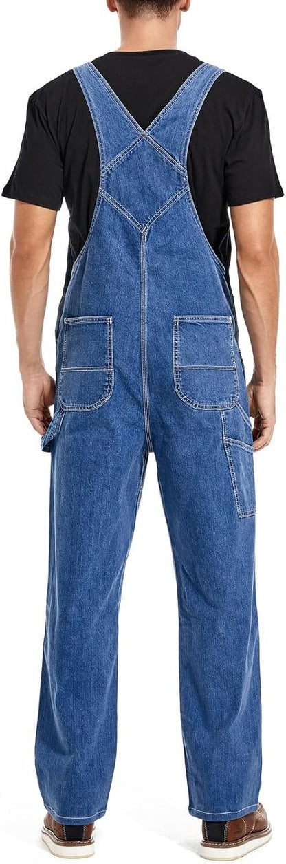 🔥Last Day Promotion🔥Men's Denim Bib Overalls, Workwear with Adjustable Straps and Convenient Tool Pockets
